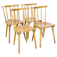 Vintage 1950's French Slim Back Stick Back Dining Chairs, Set of Four