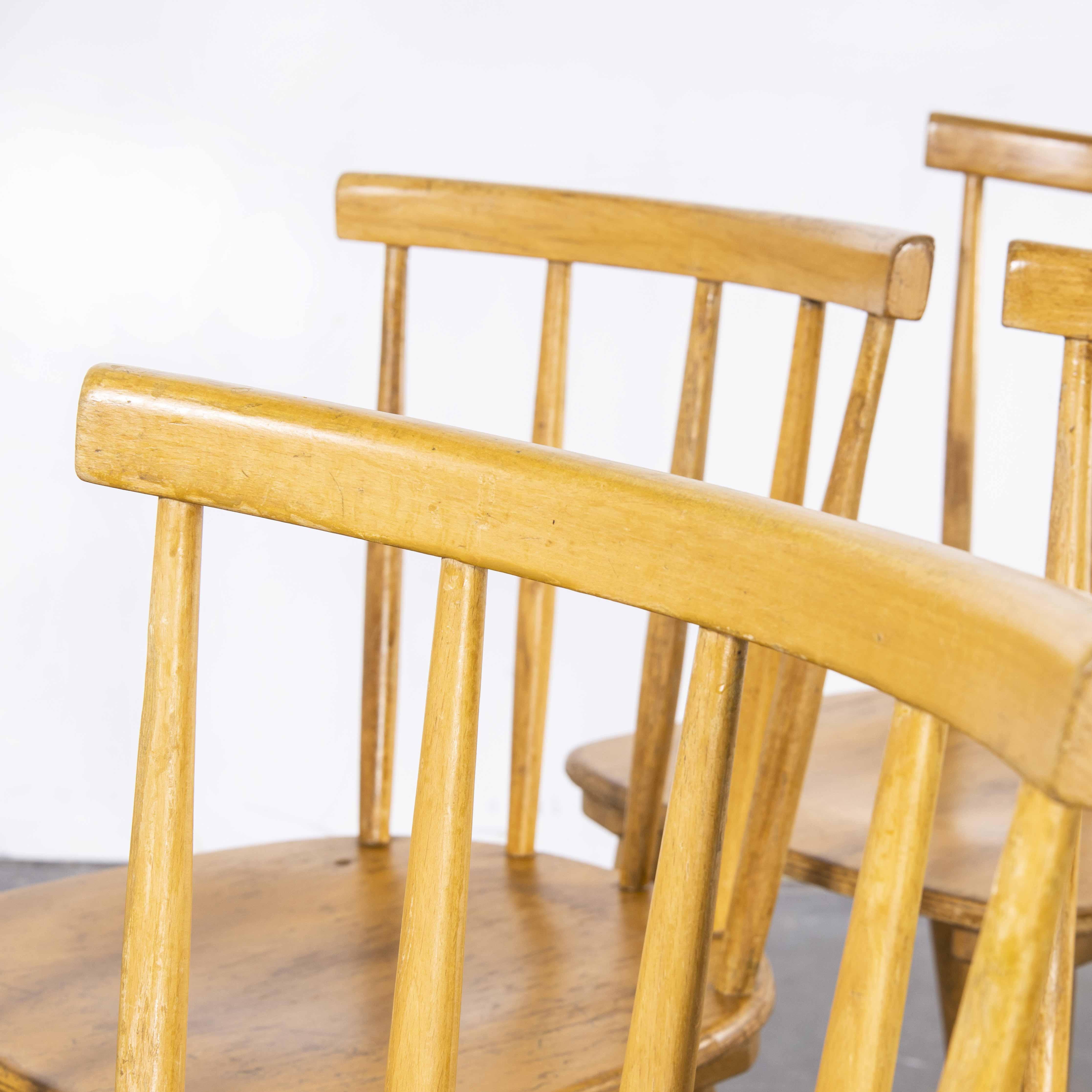 1950's French Slim Back Stick Back Dining Chairs, Set of Six For Sale 1