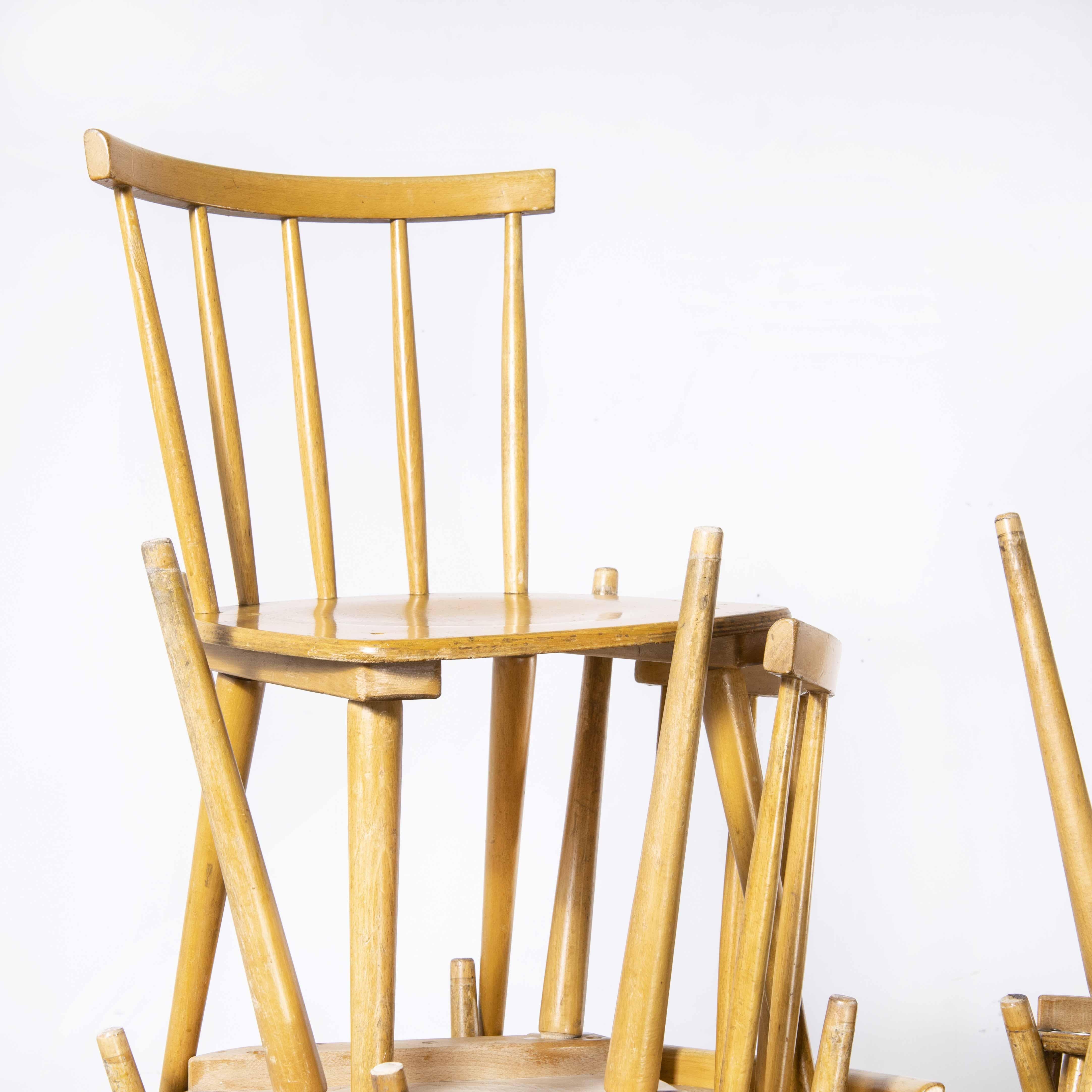 1950's French Slim Back Stick Back Dining Chairs - Various Quantities Available For Sale 3