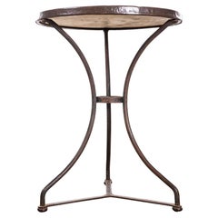 1950's French Small Round Gueridon Table With Marble Top