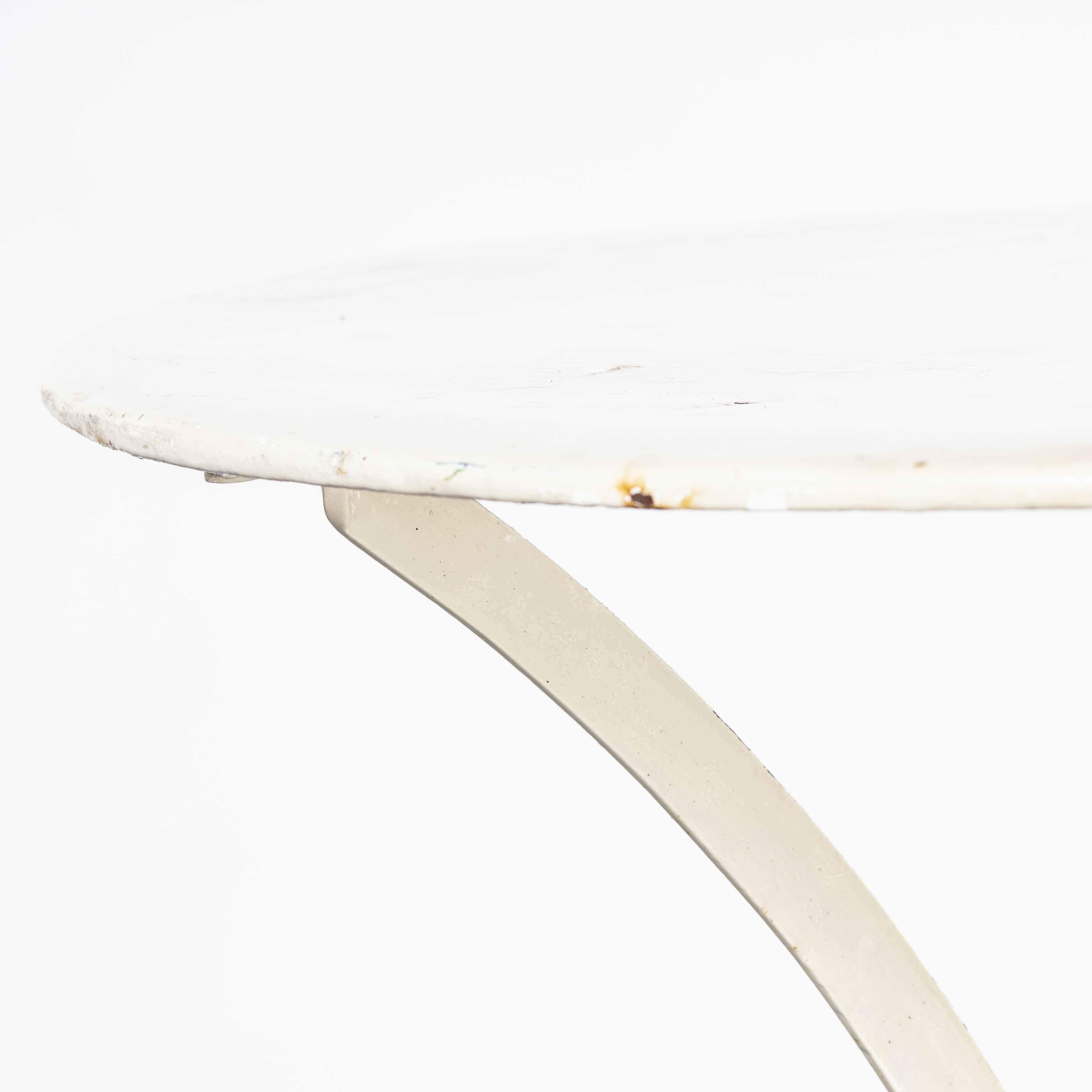 1950's French Small Round Metal Gueridon Table, White 'Model 1347' For Sale 1