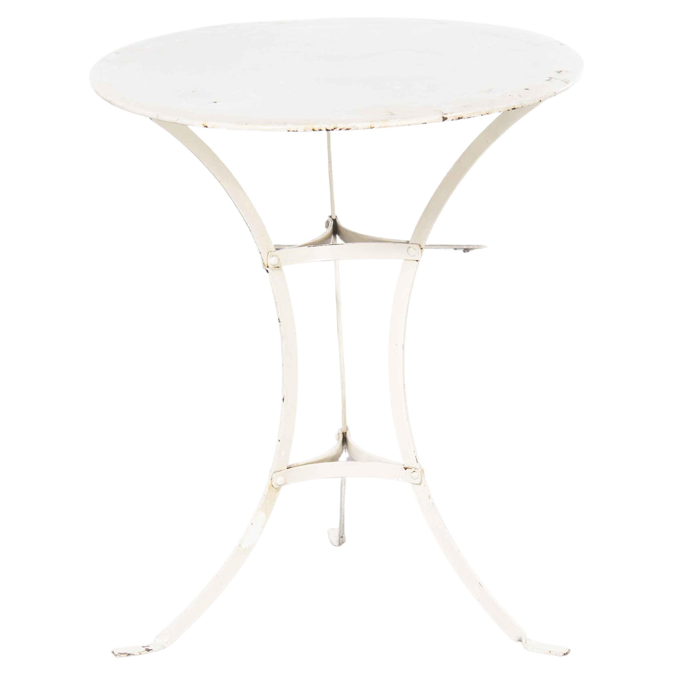 1950's French Small Round Metal Gueridon Table, White 'Model 1347' For Sale