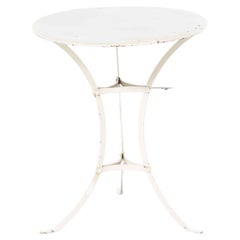 1950's French Small Round Metal Gueridon Table, White 'Model 1347'