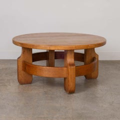 1950s French Solid Oak Coffee Table