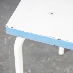 1950's French Square Metal Garden Table Blue and White 'Model 836.4'