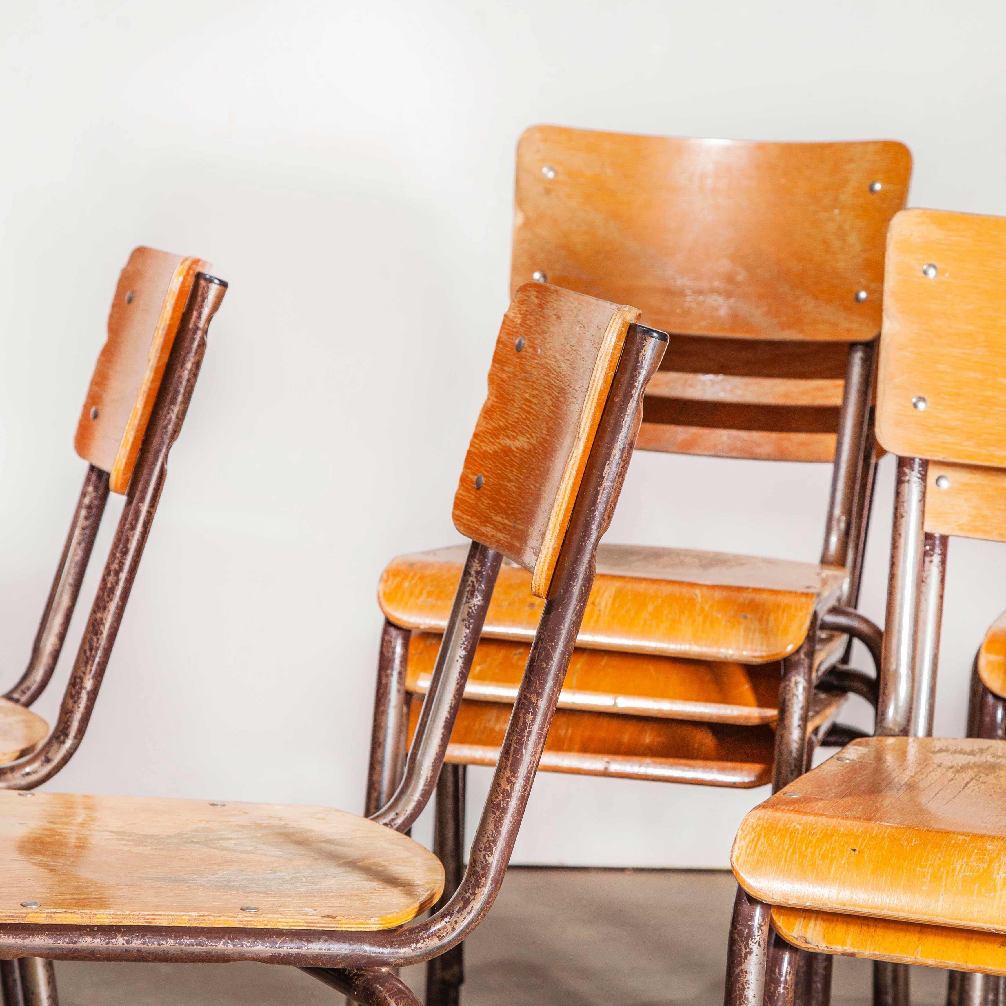 French Stacking Metal Frame School Dining Chairs, Various Quantity Available 3