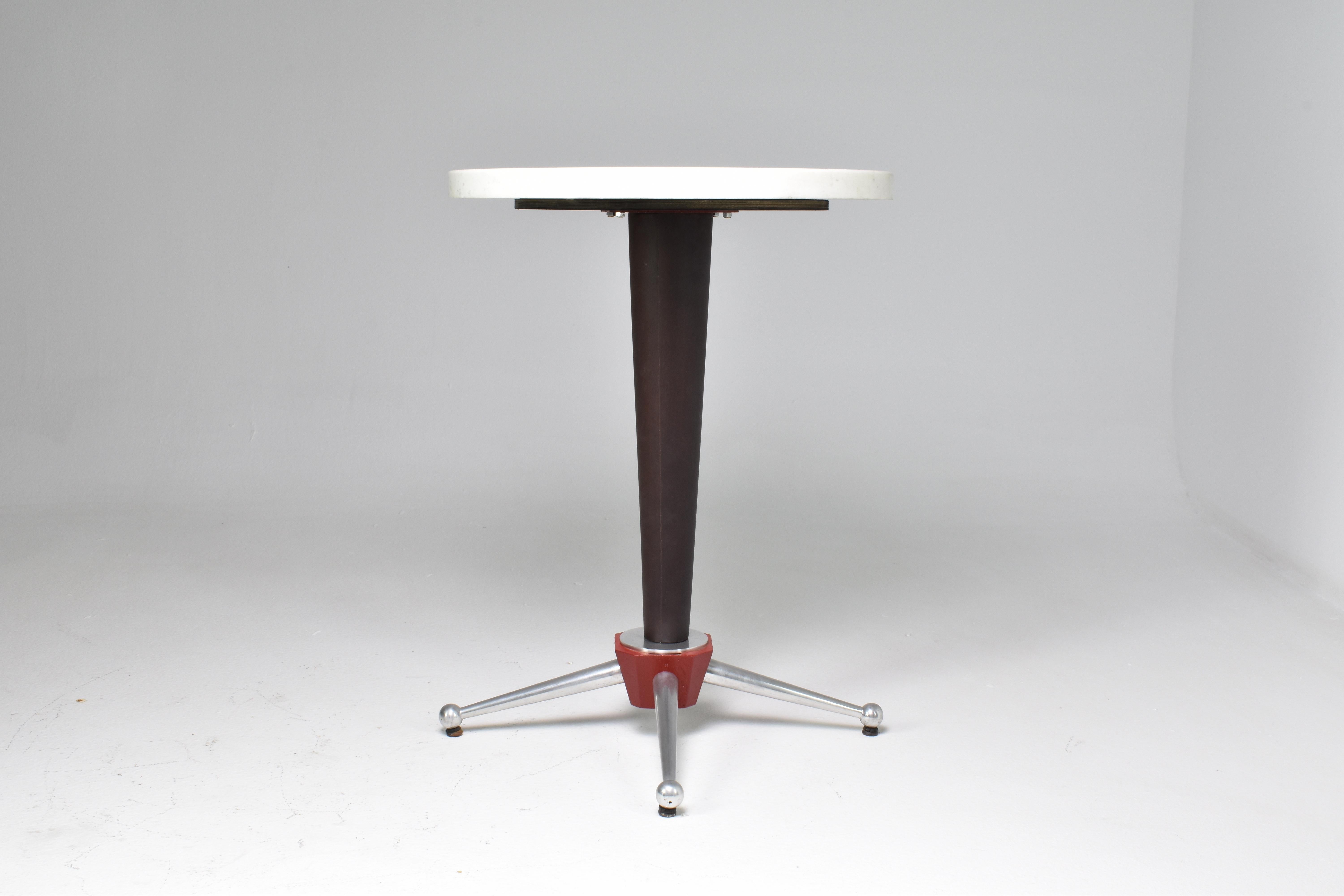 Mid-Century Modern 1950's French Stainless Steel Marble Table For Sale