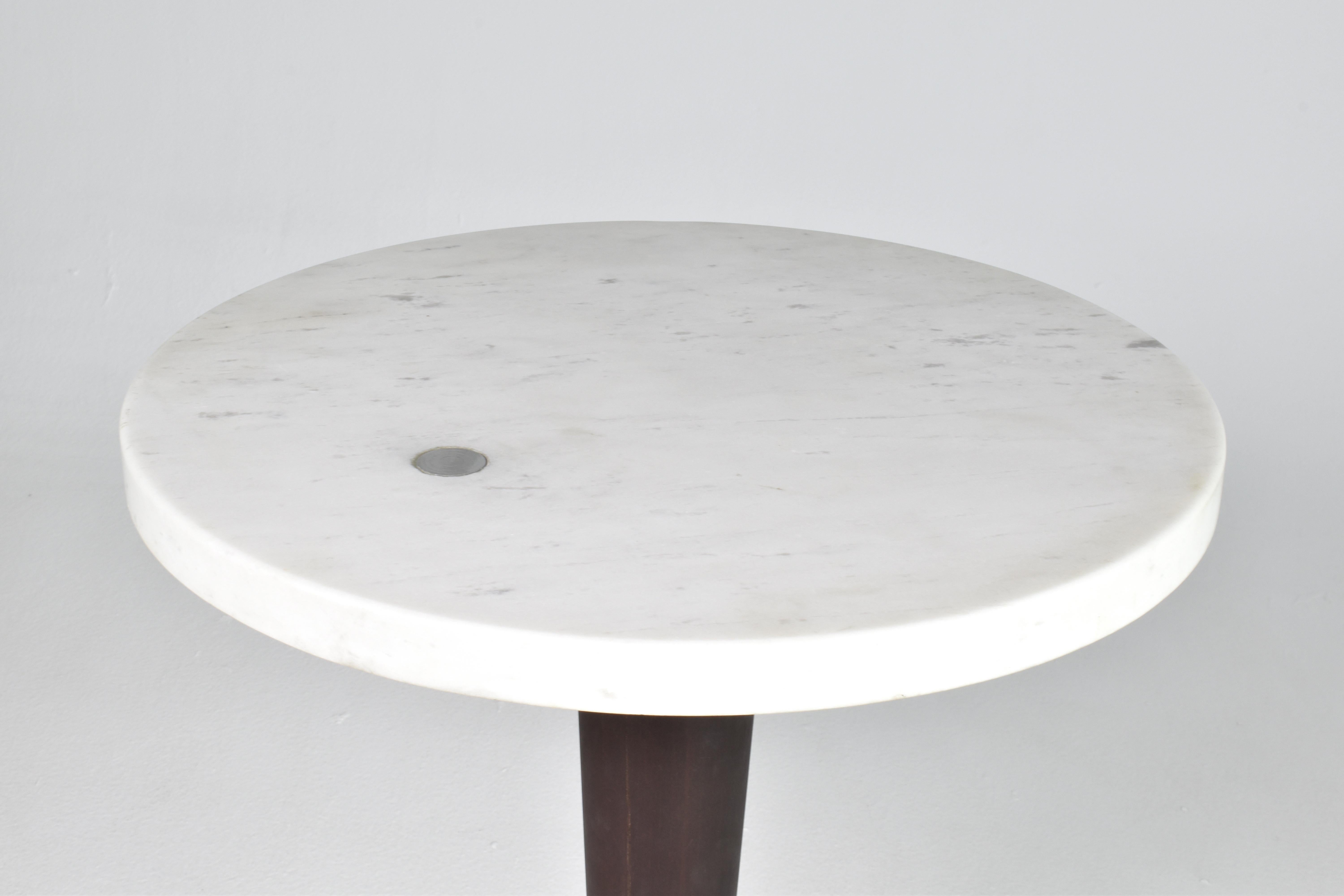 1950's French Stainless Steel Marble Table In Good Condition For Sale In Paris, FR