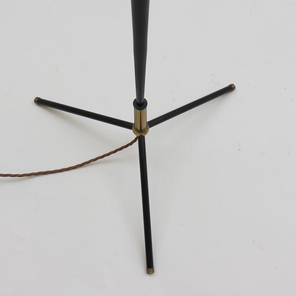 20th Century 1950s French Steel and Brass Floor Lamp