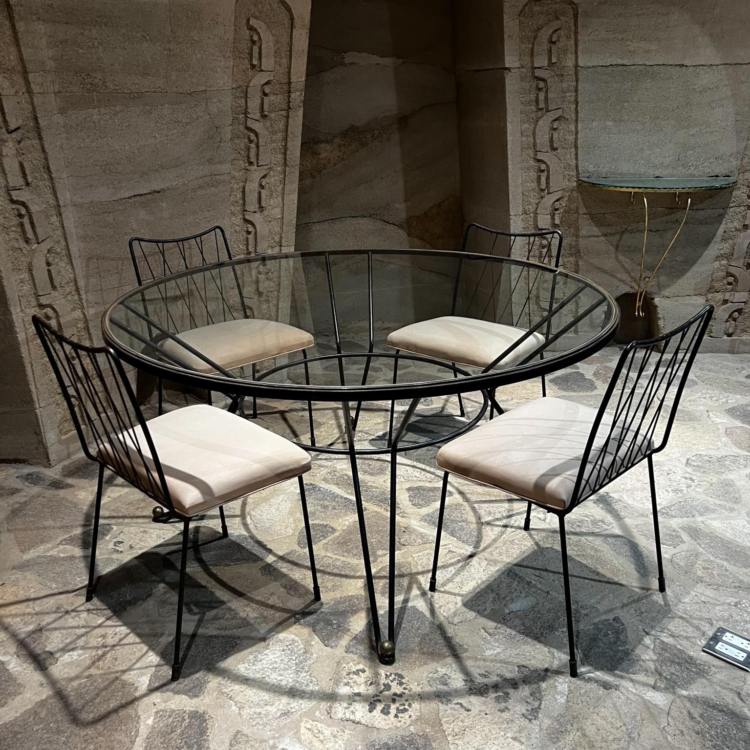 1950er Jahre Französisch inspiriert Bronze Eisen Esstisch Set sechs Stühle Arturo Pani  im Angebot 3