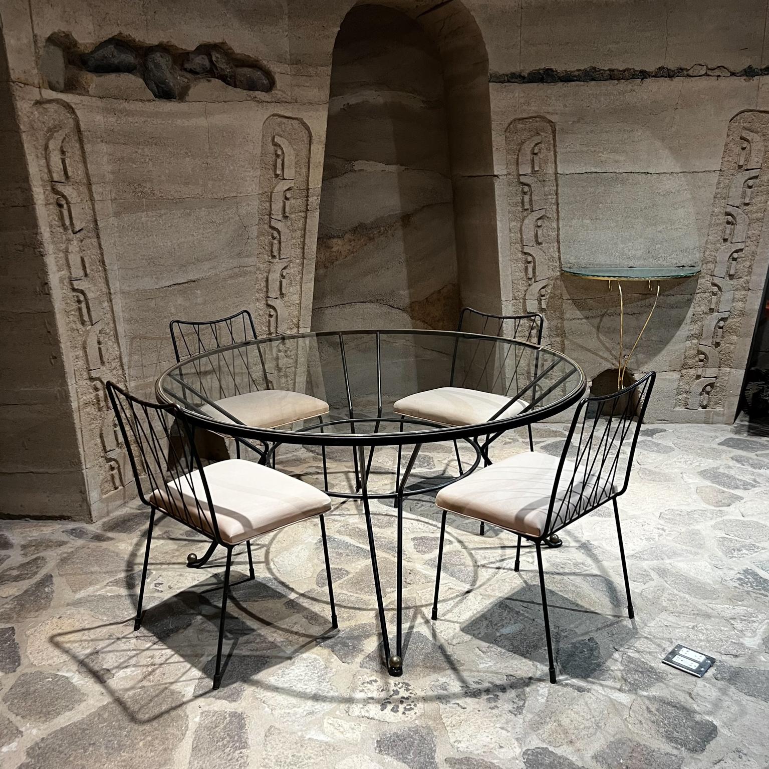 1950er Jahre Französisch inspiriert Bronze Eisen Esstisch Set sechs Stühle Arturo Pani  im Angebot 4