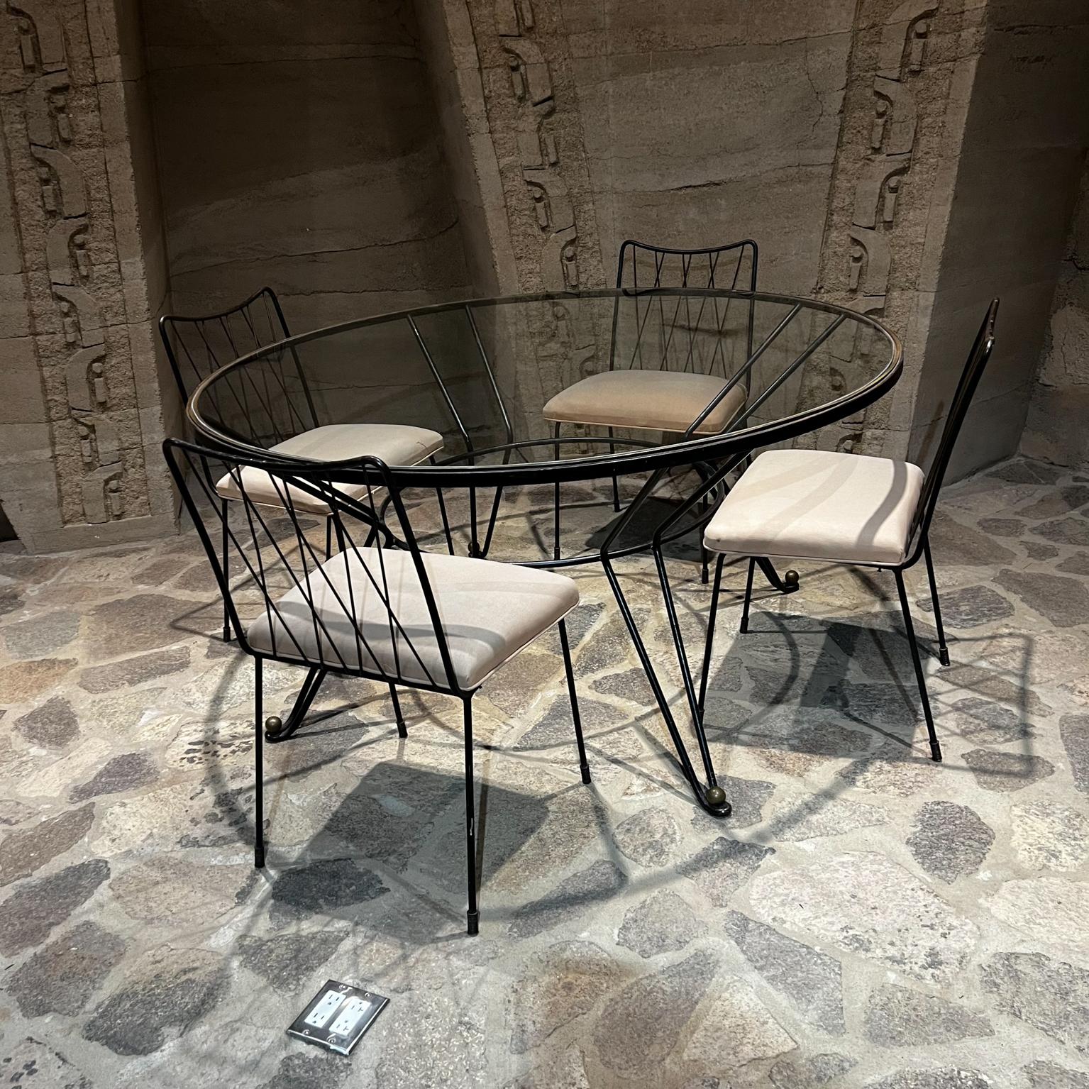 1950er Jahre Französisch inspiriert Bronze Eisen Esstisch Set sechs Stühle Arturo Pani  im Angebot 2