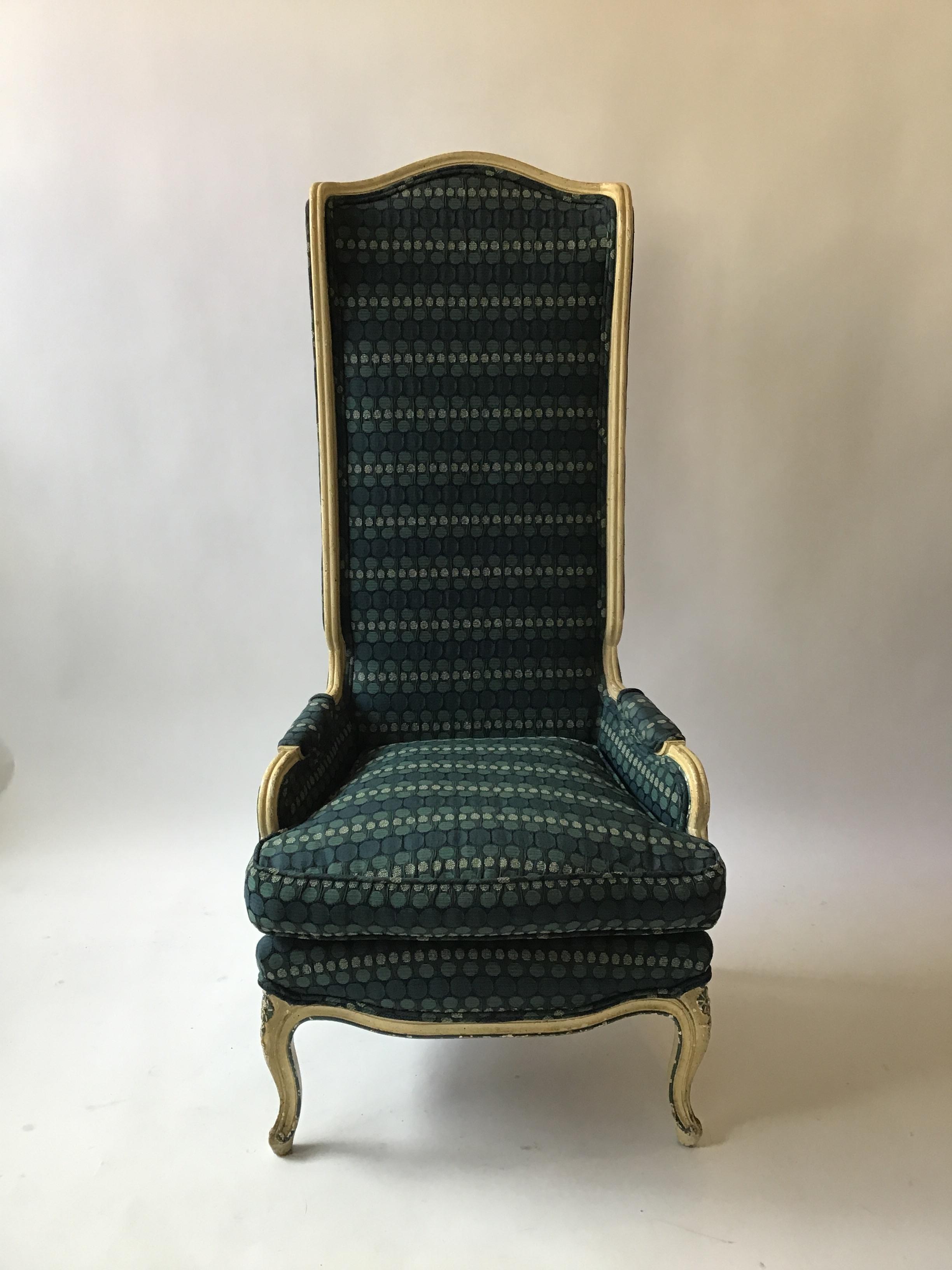 Mid-20th Century 1950s French Style High Back Wing Chair