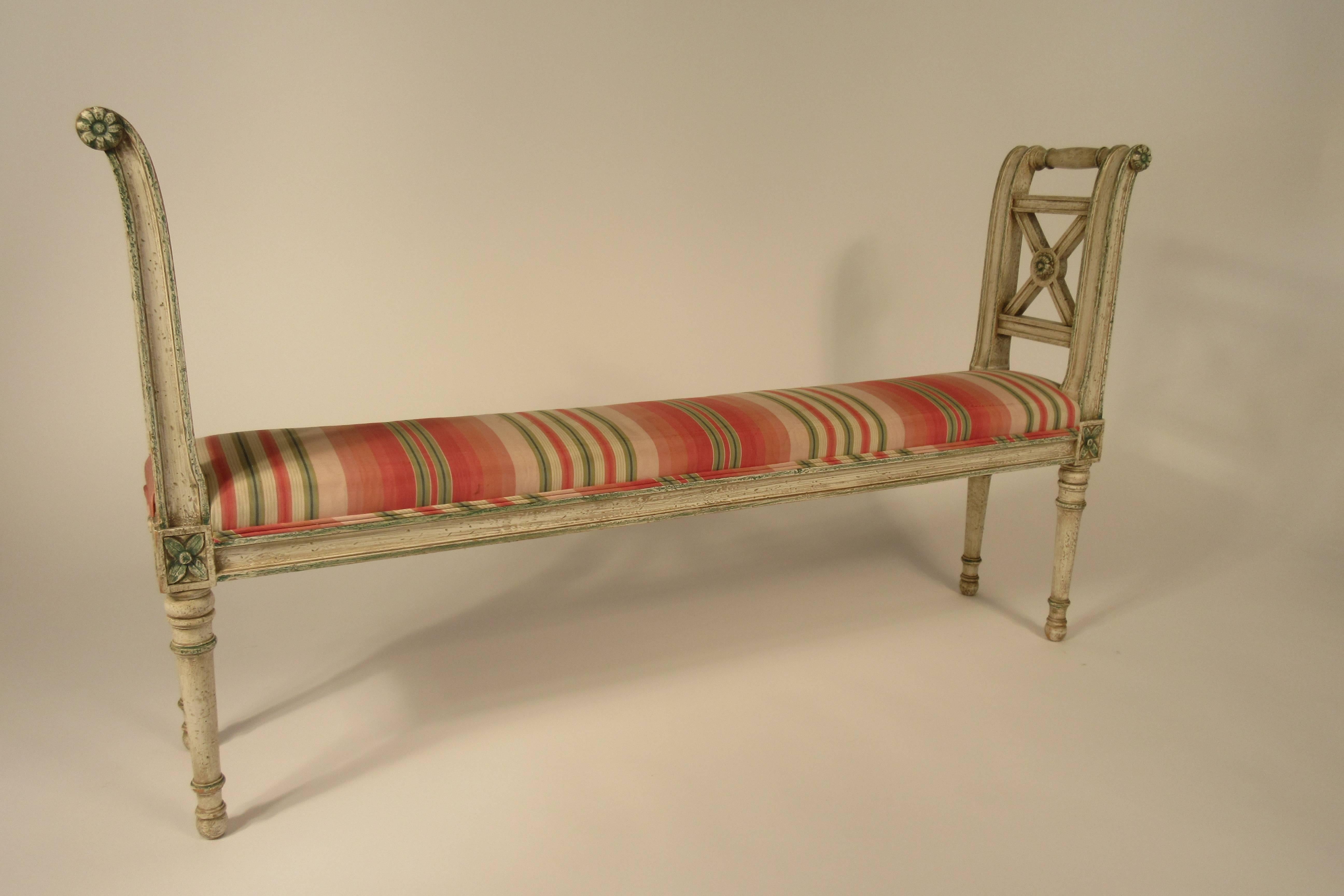 1950s French style narrow bench.