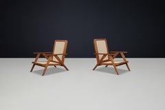 1950s French Teak and Cane Armchairs – Mid-Century Modern Icons