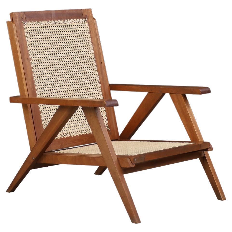 1950s French Teak and Cane Armchairs – Mid-Century Modern Icons