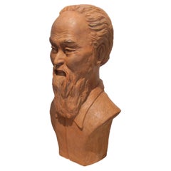 1950s French Terracotta Sculpture Bust of a Chinese Man