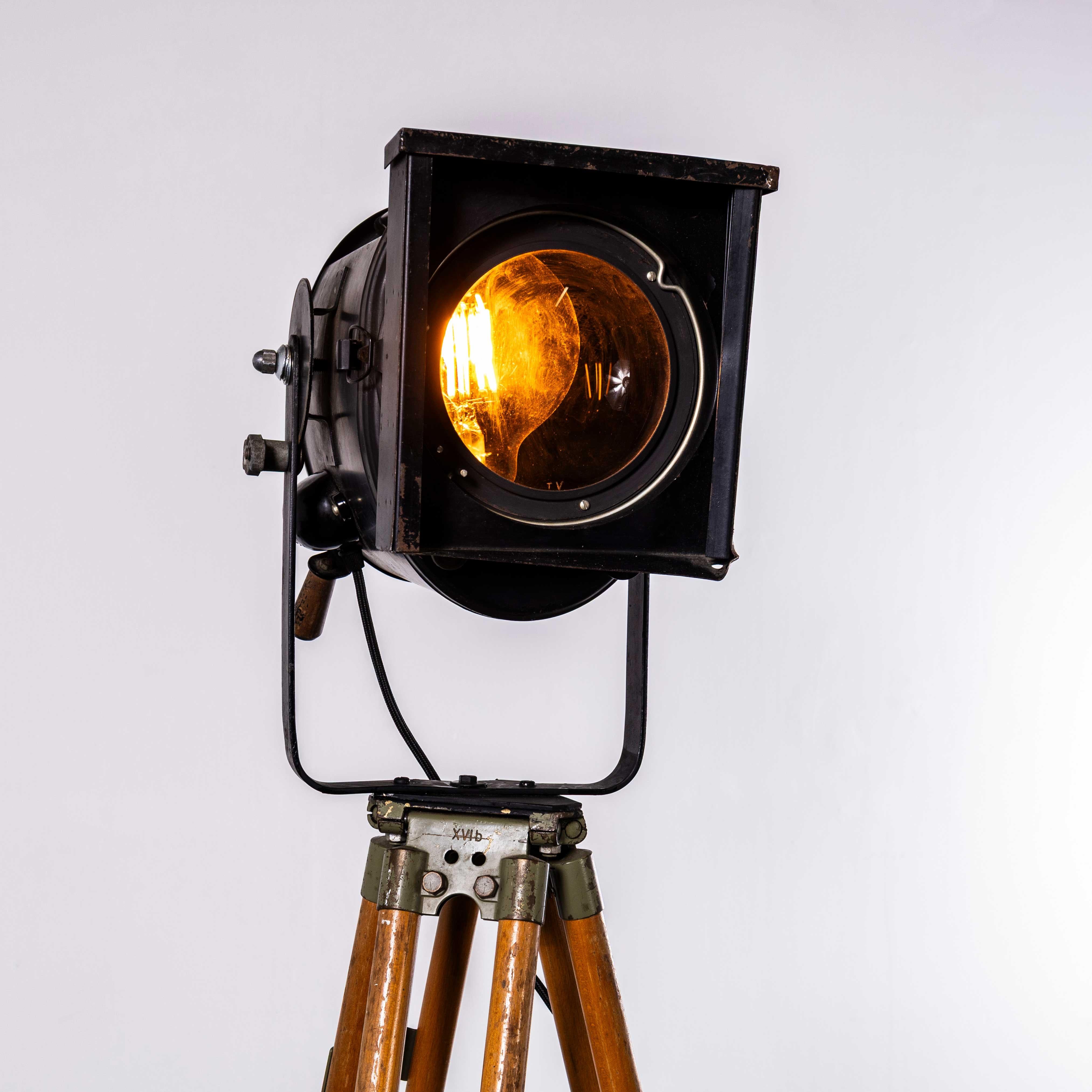 1950's French Theatre Spot Lamp On Tripod Stand 3