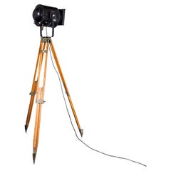 1950's French Theatre Spot Lamp On Tripod Stand