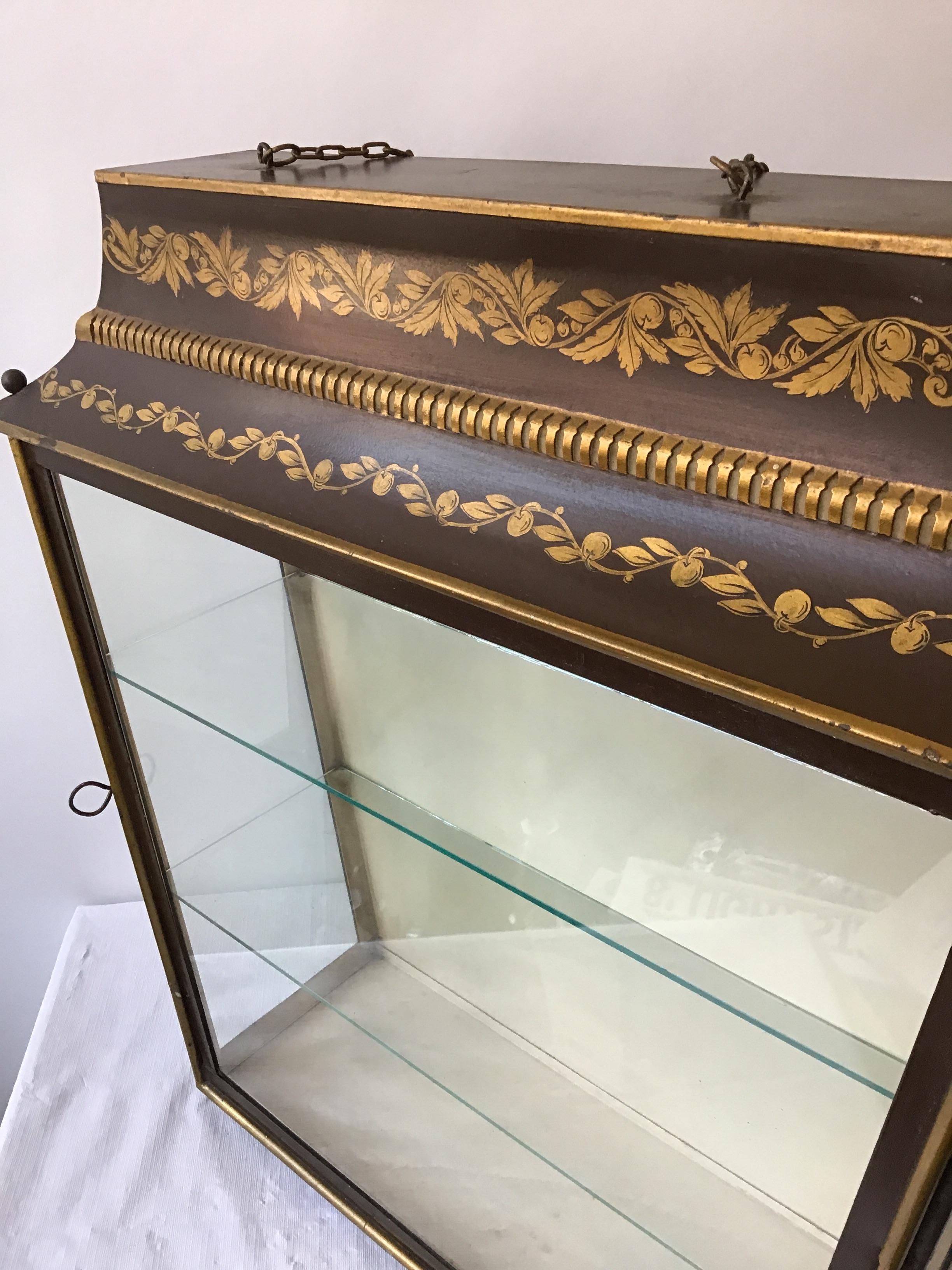 Mid-20th Century 1950s French Tole Hanging Display Cabinet