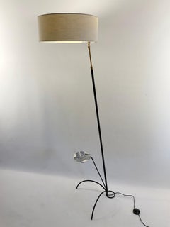 1950s French Tripod Floor Lamp with Adjustable Height and Orientable Lampshade