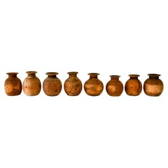 1950s, French Turned Wooden Pots Set of Eight