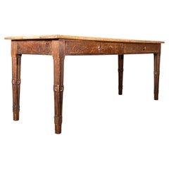 1950's French Two Drawer Farmhouse Rectangular Dining Table
