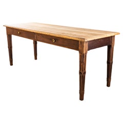1950's French Two Drawer Farmhouse Rectangular Dining Table