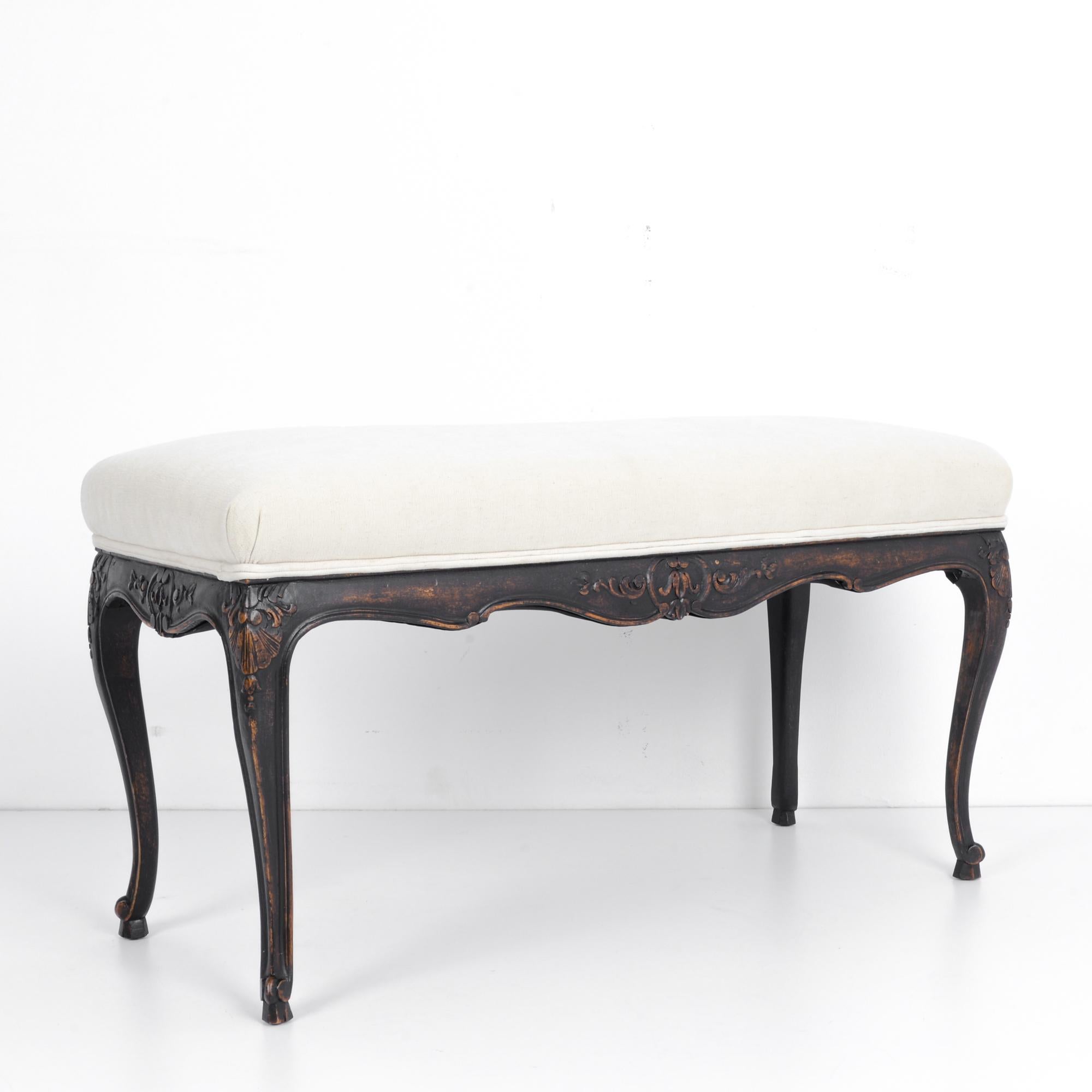 French Provincial 1950s French Upholstered Bench