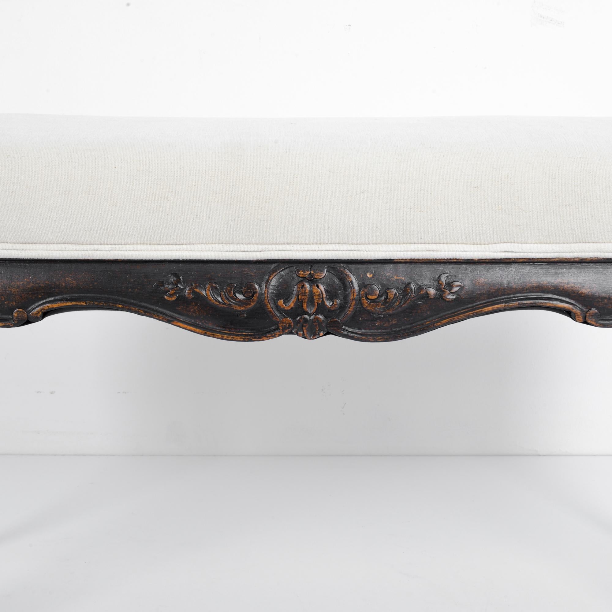 1950s French Upholstered Bench 1