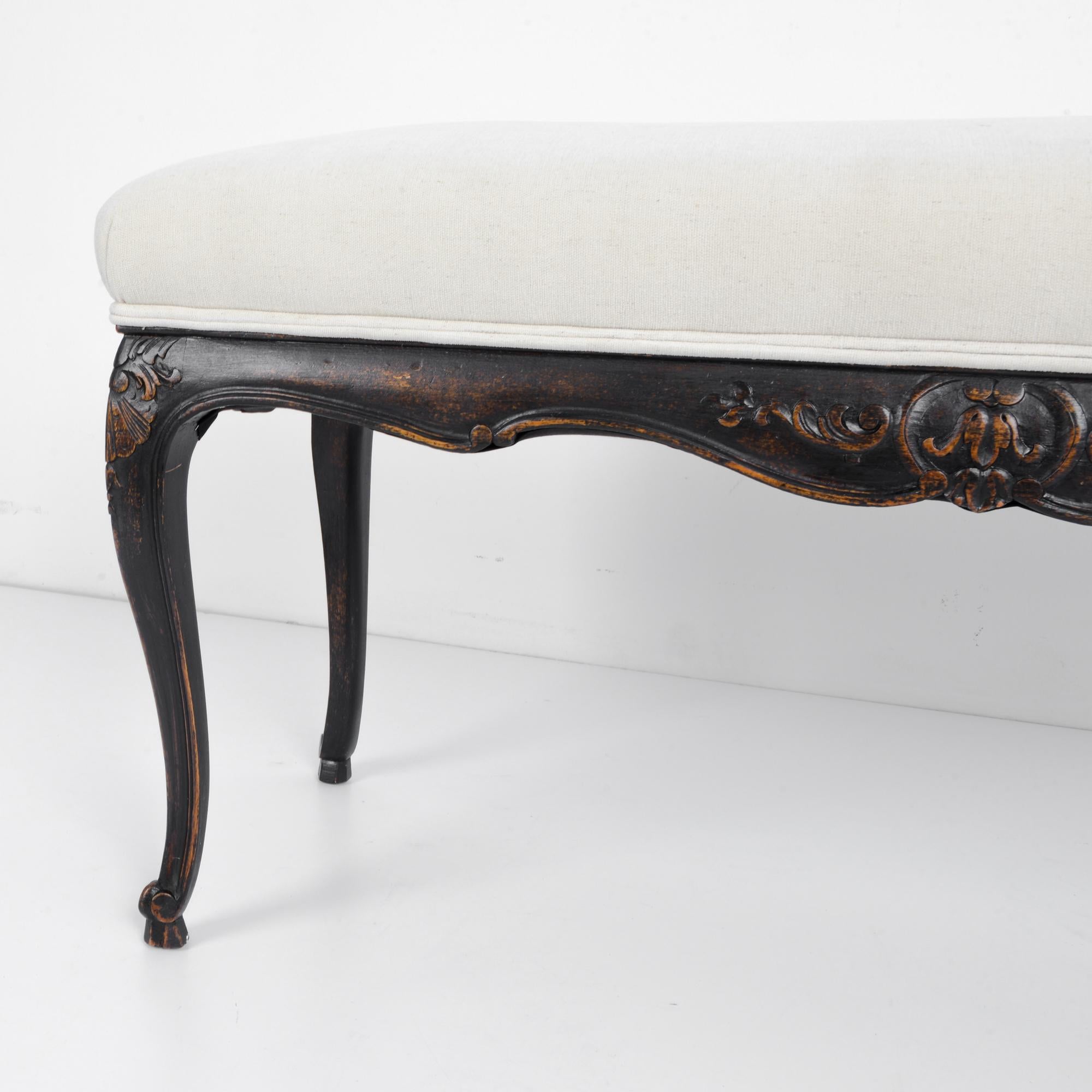 1950s French Upholstered Bench 2