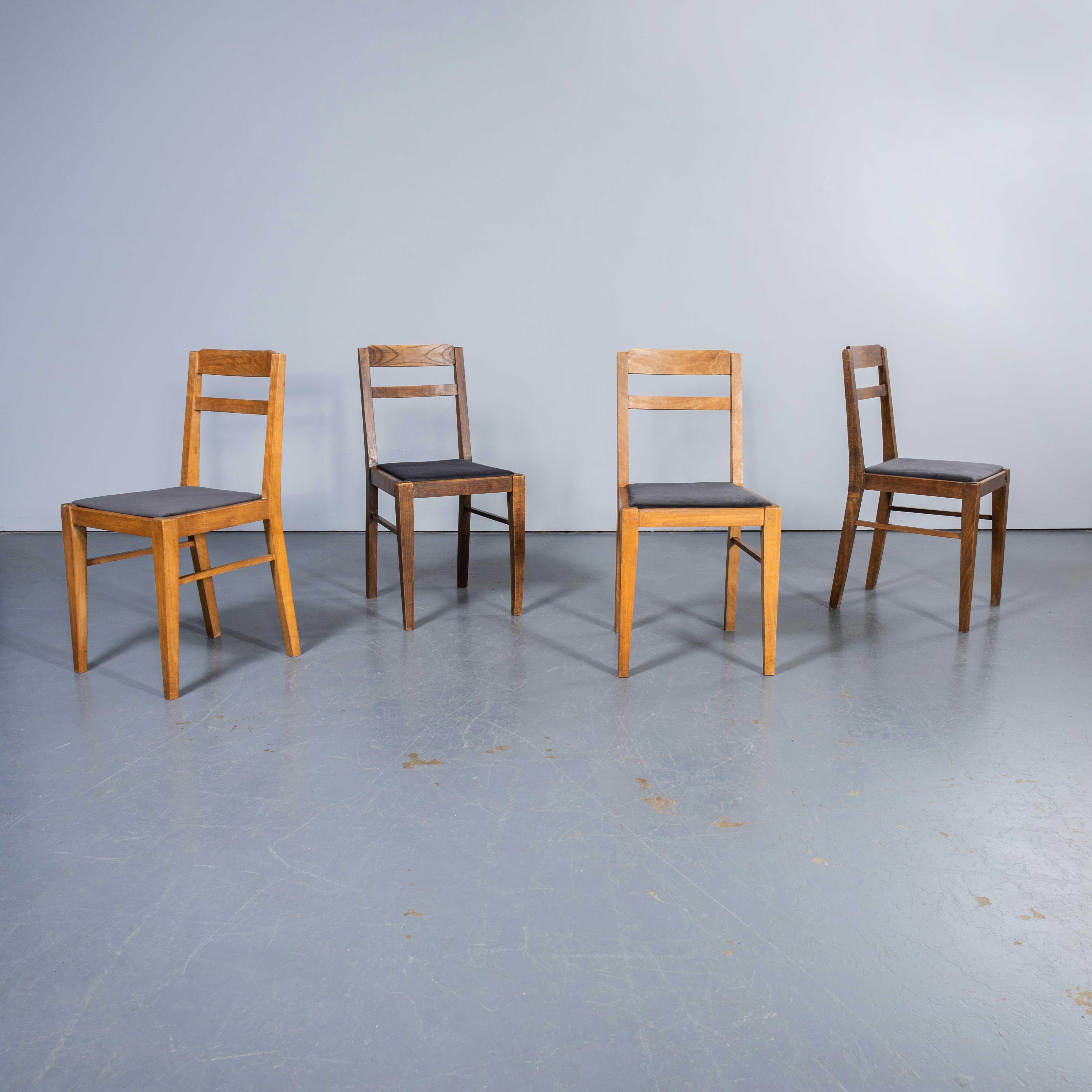 Oak 1950's French Upholstered Chairs By Vibo Vesoul - Good Quantities Available For Sale