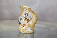 1950s French Vallauris-Style Ceramic Jug Vase with Deer Motif