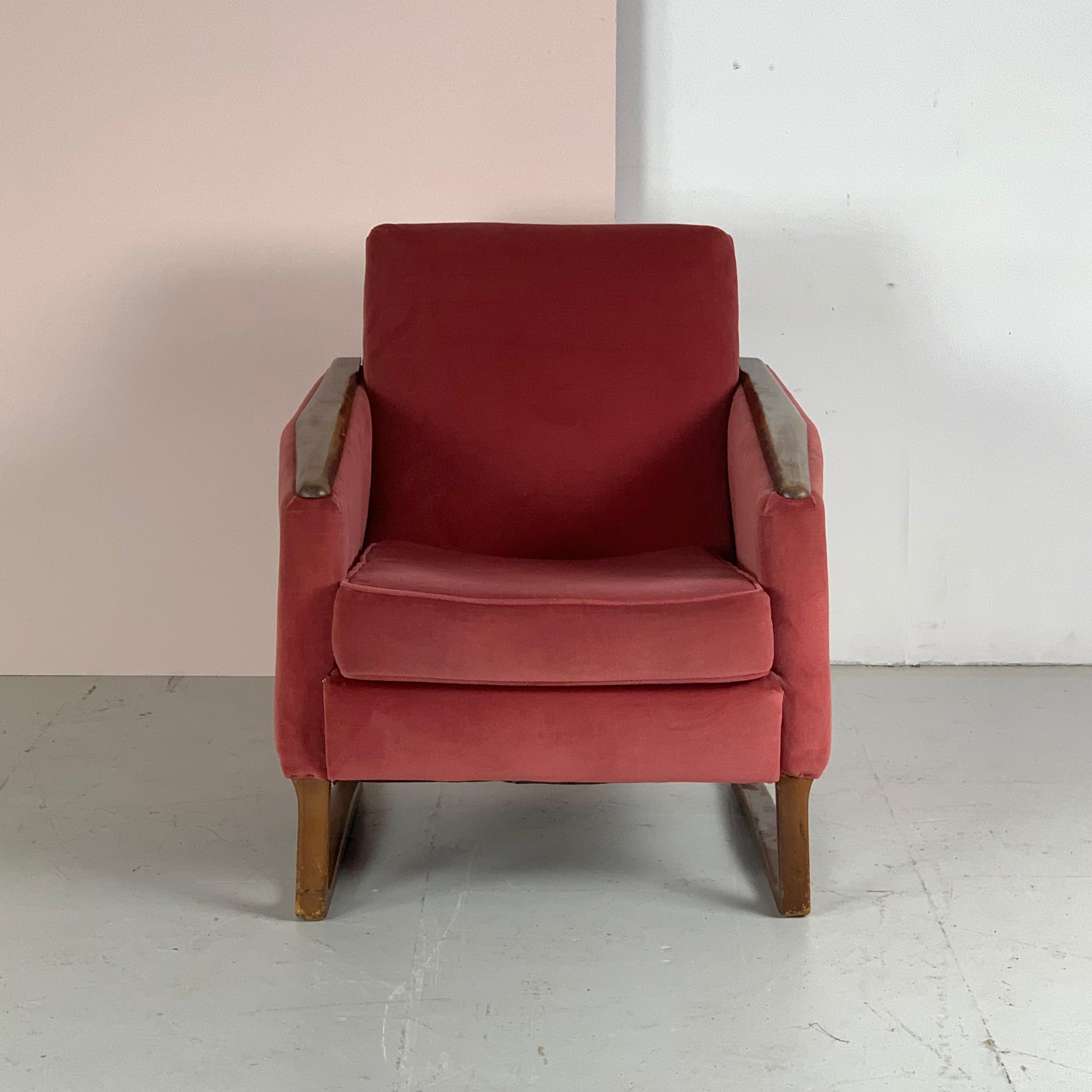 1950s French Velvet Armchair In Good Condition For Sale In Lewes, East Sussex