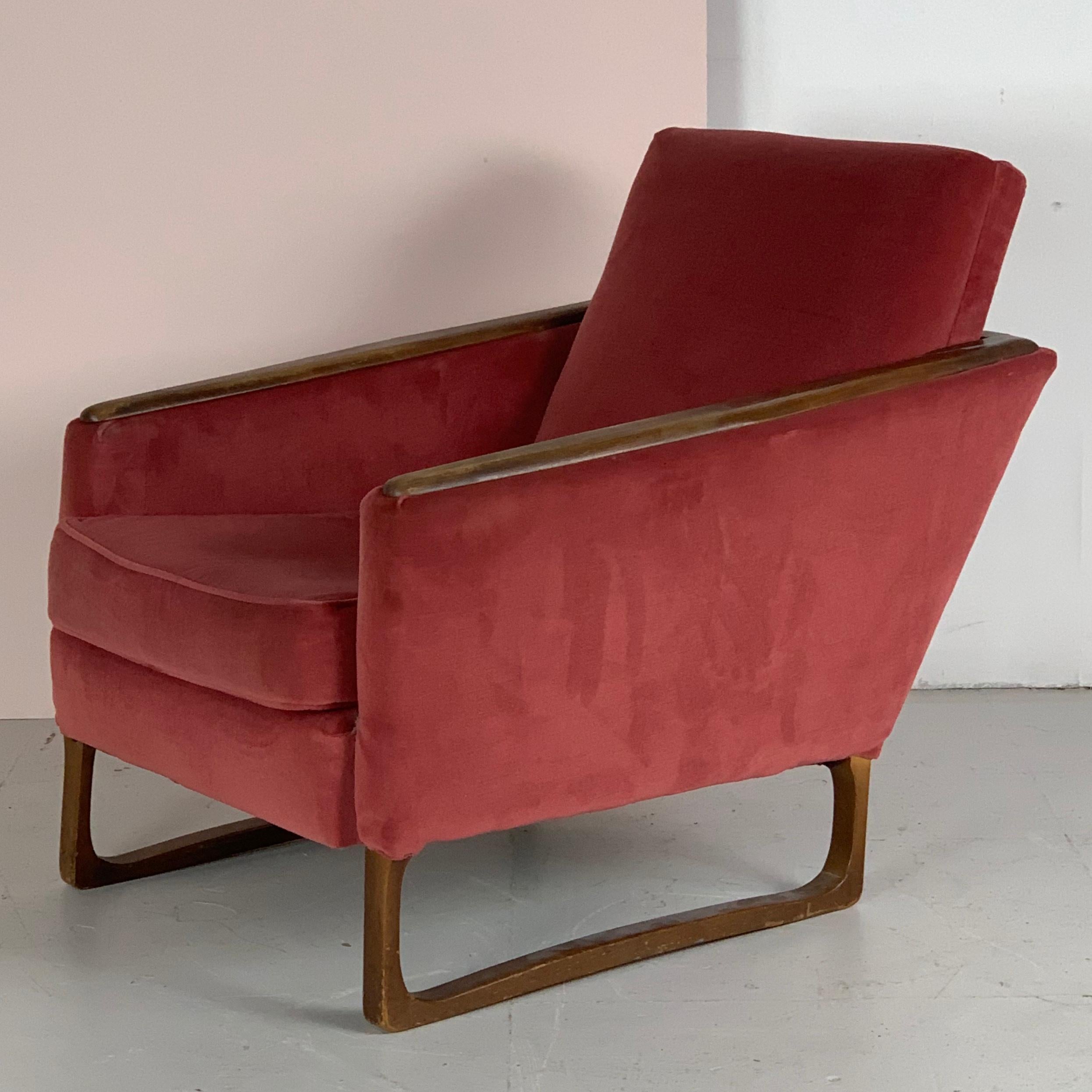 20th Century 1950s French Velvet Armchair For Sale