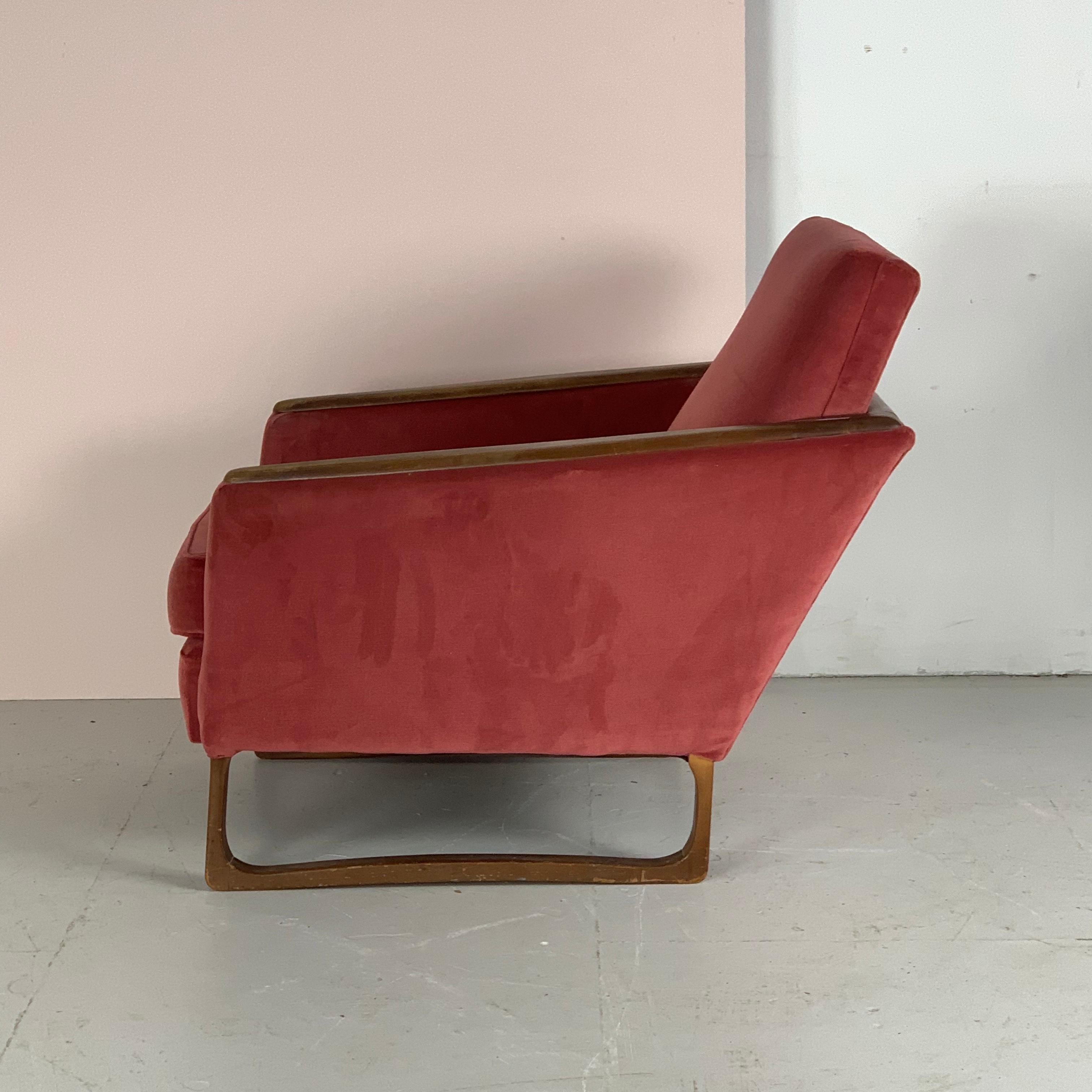 1950s French Velvet Armchair For Sale 2