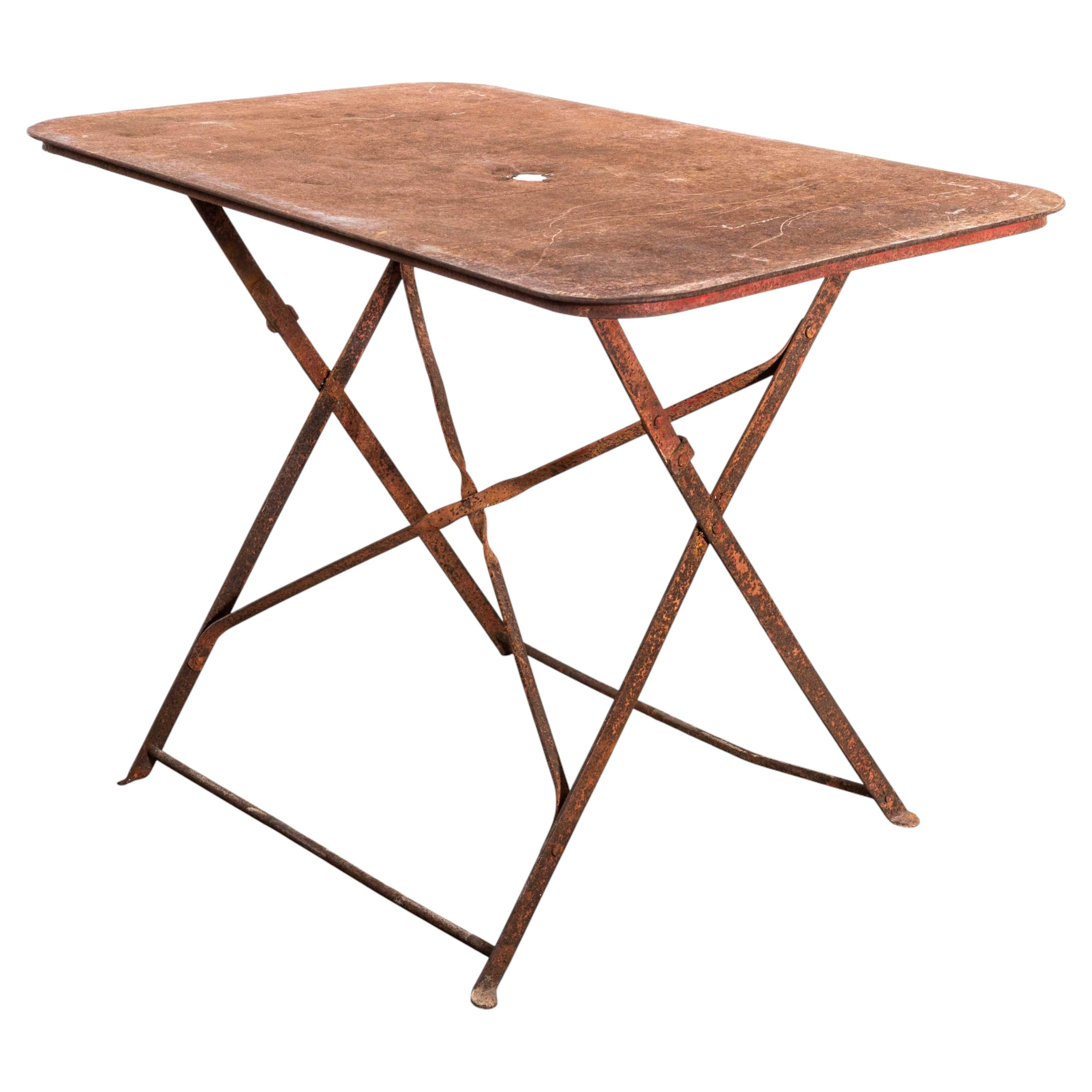 1950's French Weathered Rectangular Metal Folding Dining Table For Sale