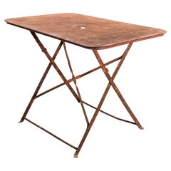 1950's French Weathered Rectangular Metal Folding Dining Table