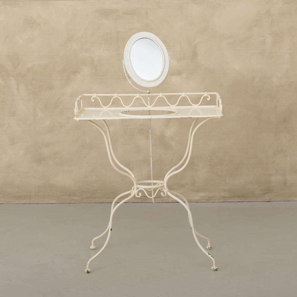 20th Century 1950's French White Iron Vanity For Sale
