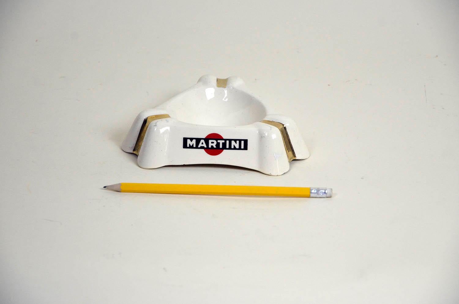 Mid-Century Modern 1950s French White Martini Ashtray in Demi Porcellaine by Badonivillier 