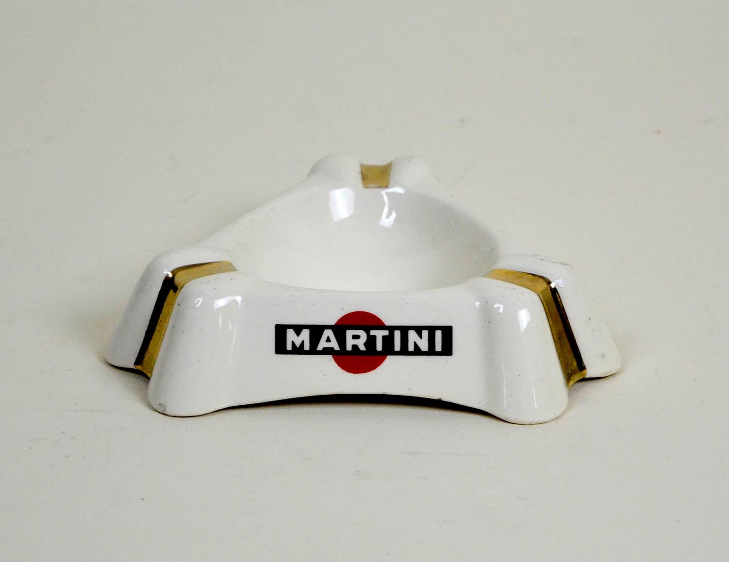 1950s French White Martini Ashtray in Demi Porcellaine by Badonivillier  In Good Condition In Milan, IT