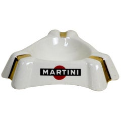 Vintage 1950s French White Martini Ashtray in Demi Porcellaine by Badonivillier