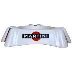 Cendrier publicitaire en faïence blanche Martini de Luneville des années 1950
