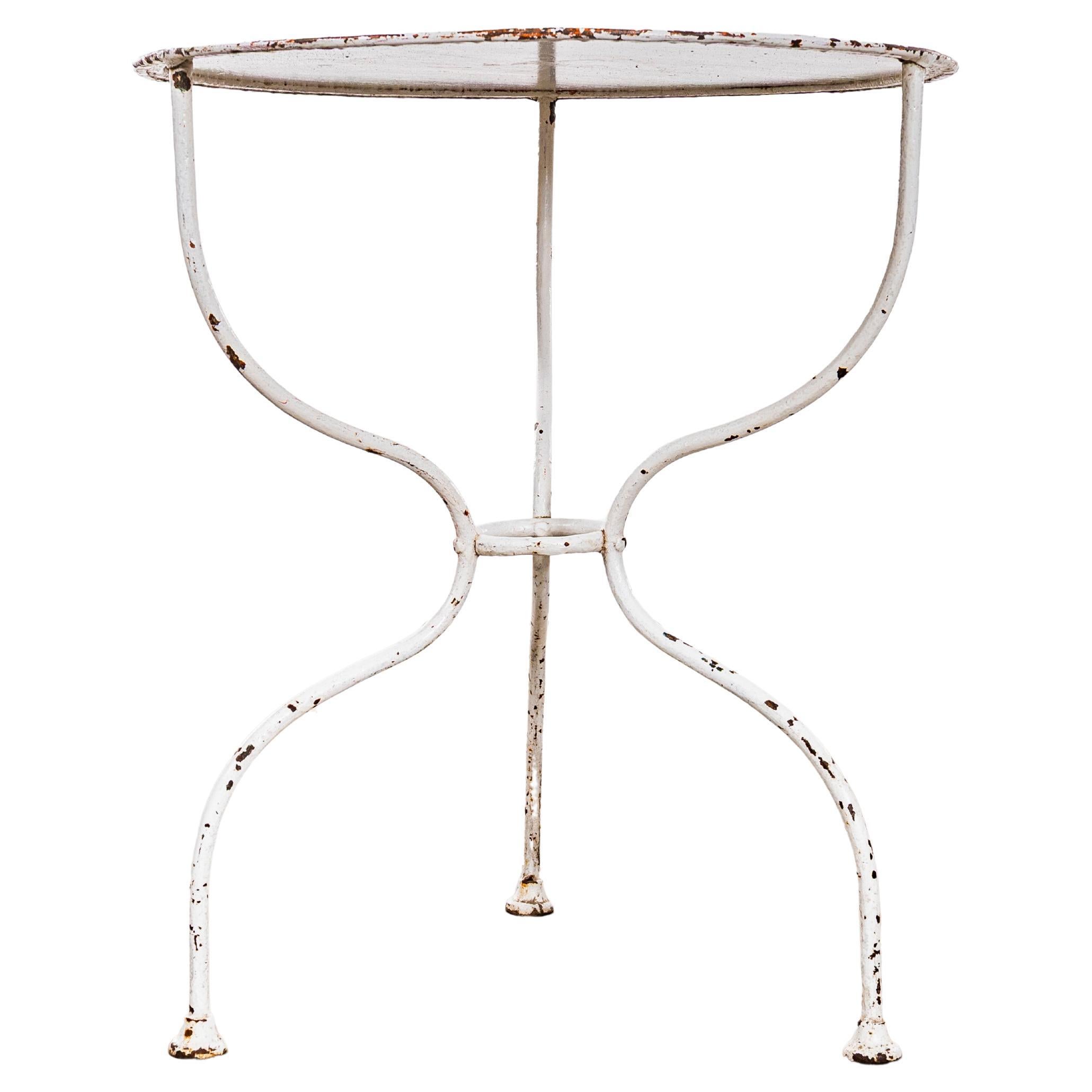 1950’s French White Metal Round Small Gueridon Table