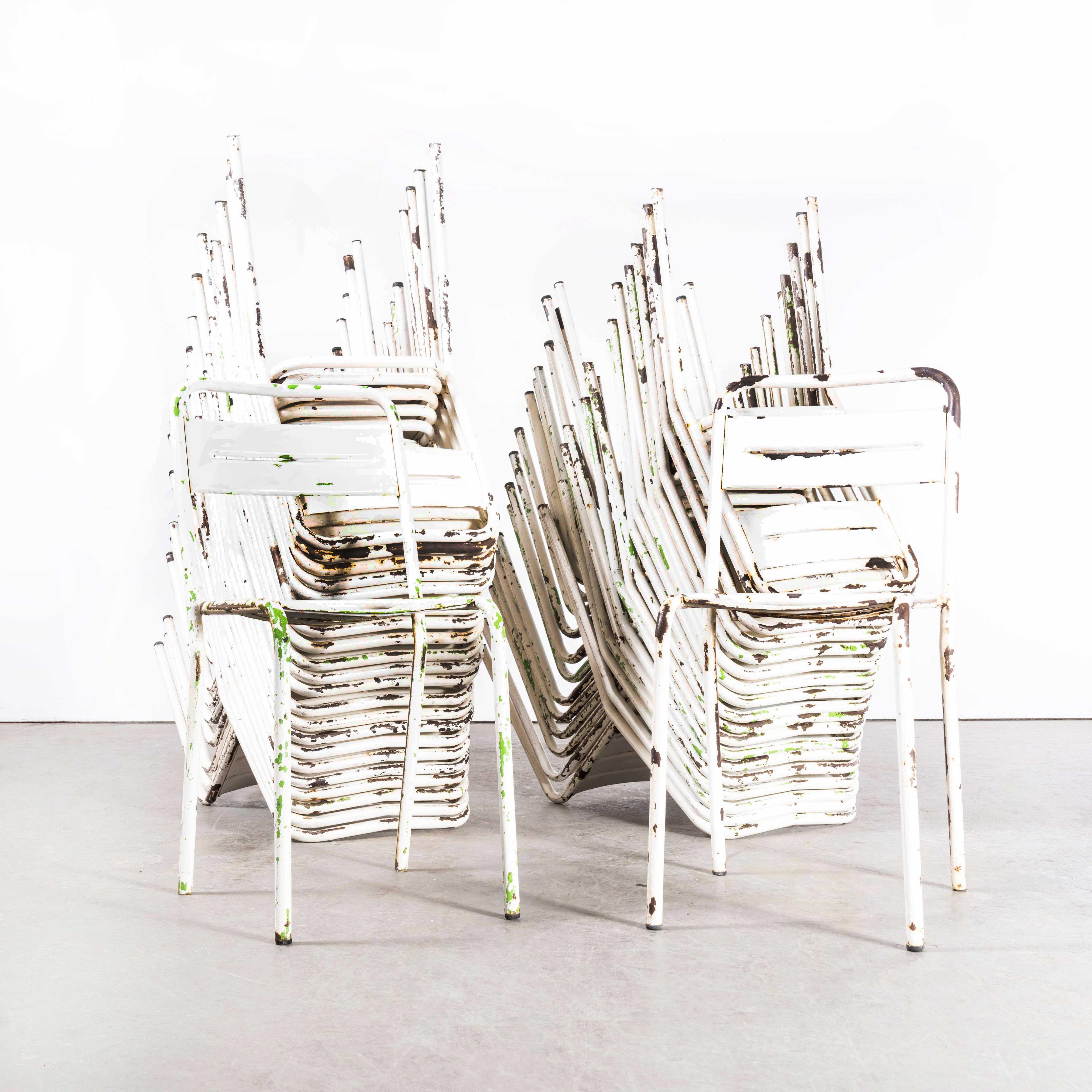 1950’s French White Metal Stacking Outdoor Chairs – Good Quantities Available For Sale 1
