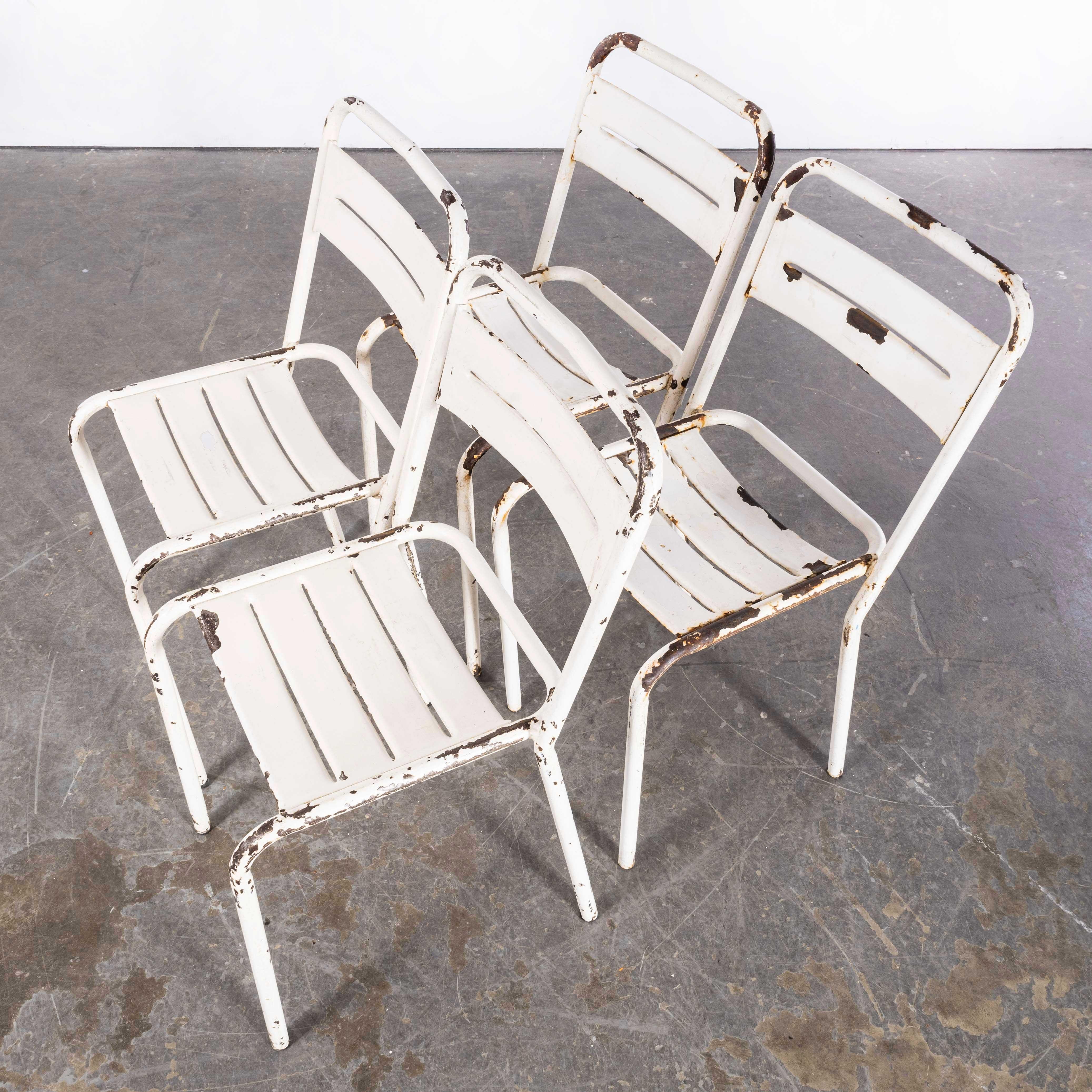 1950's French  White Metal Stacking Outdoor Chairs - Set Of Four For Sale 1