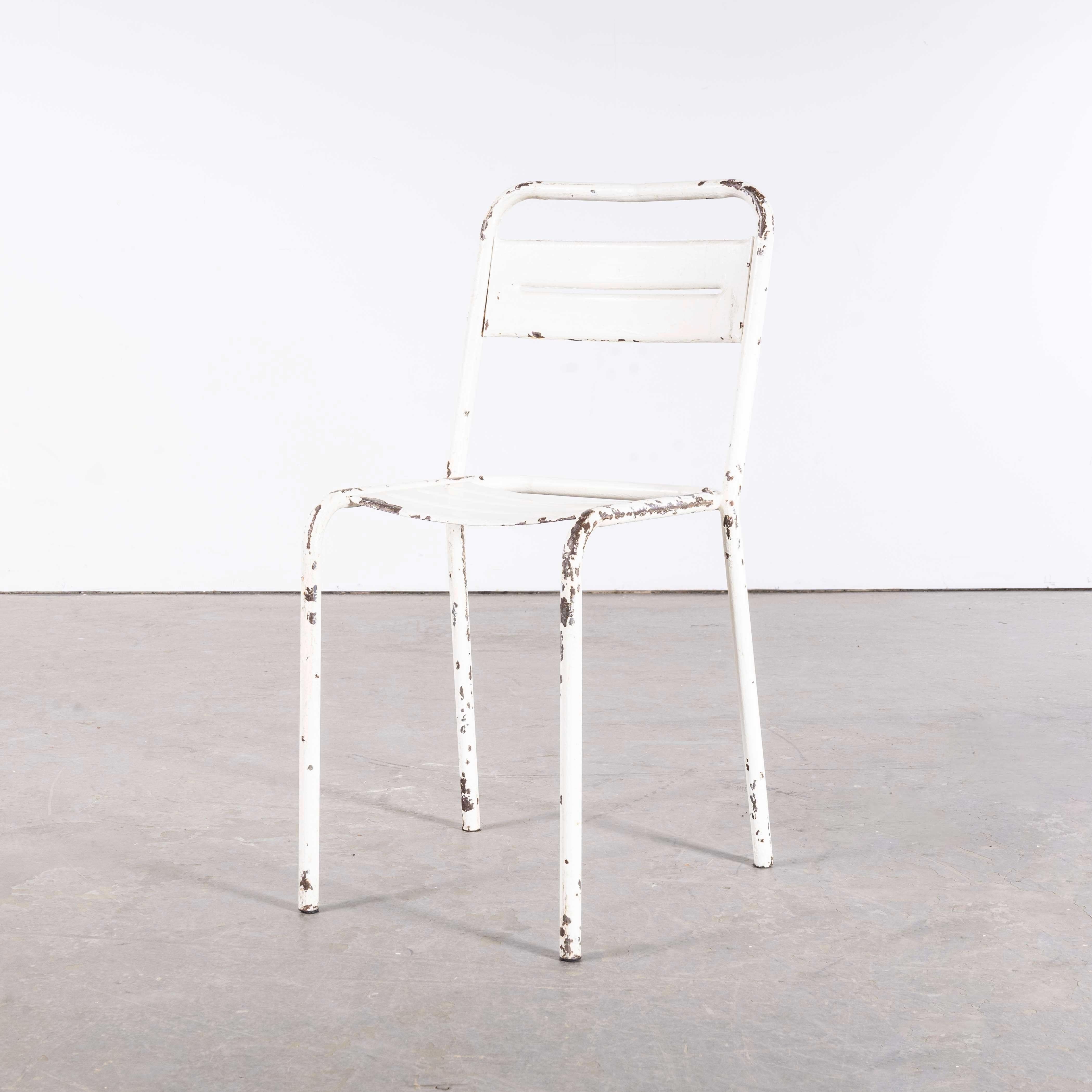 1950's French  White Metal Stacking Outdoor Chairs - Set Of Four For Sale 3