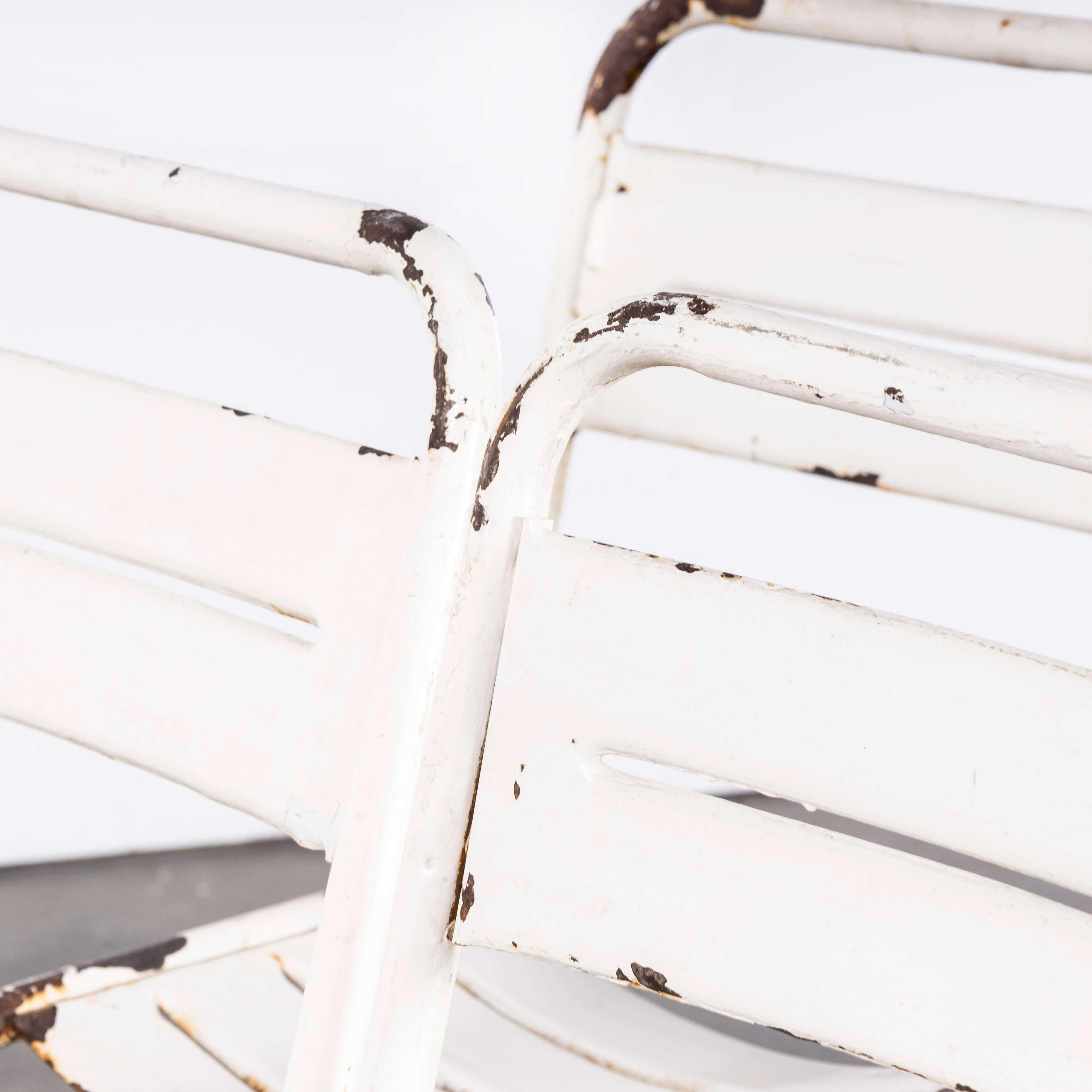 1950's French  White Metal Stacking Outdoor Chairs - Set Of Four For Sale 4