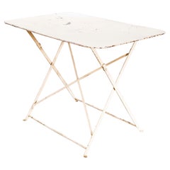 Table à manger pliante rectangulaire en métal blanc, style années 1950