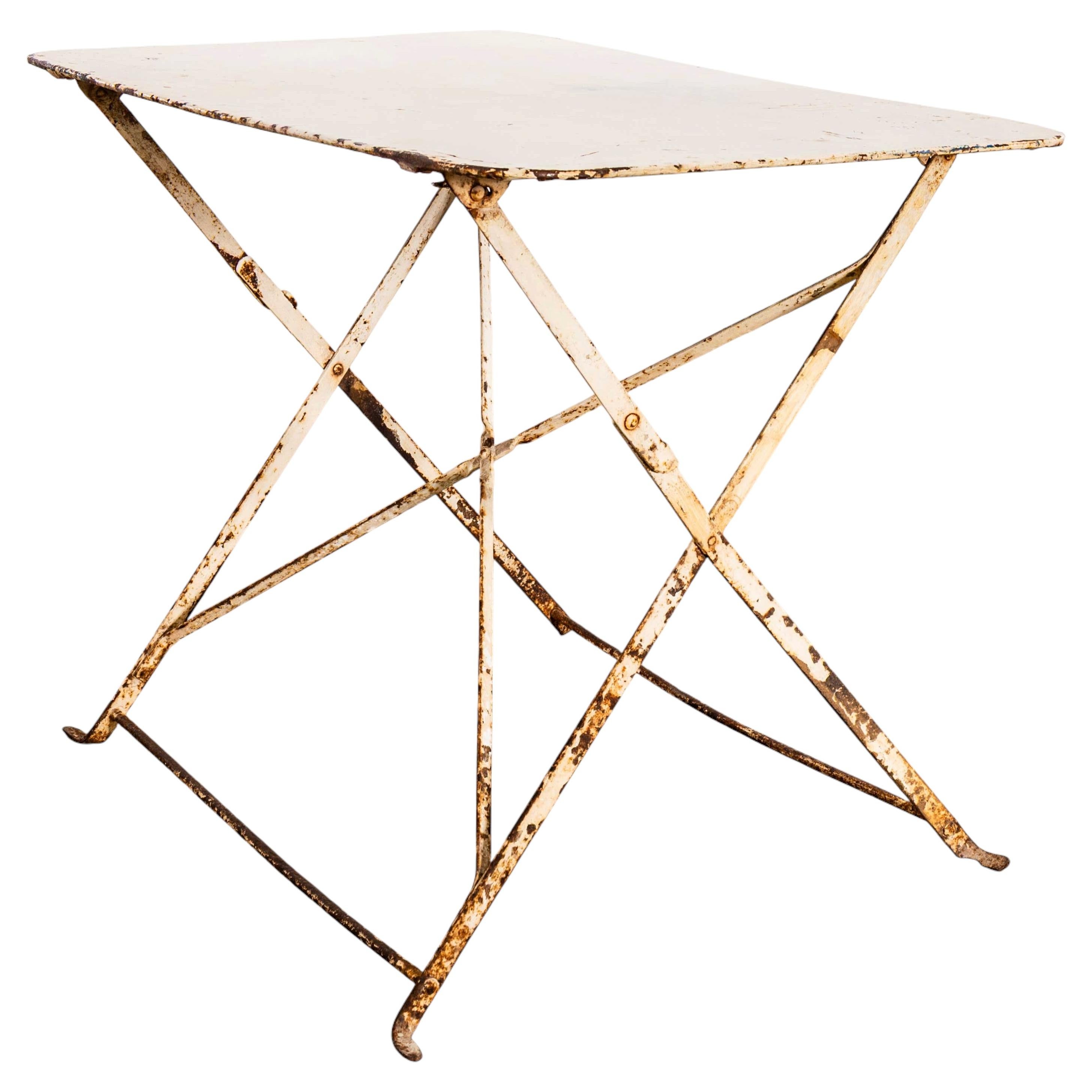 1950's French White Rectangular Metal Folding Dining Table